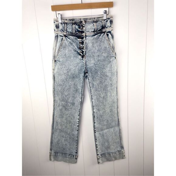 Ulla Johnson Ellis Acid Wash Wide Jeans Light Wash Size 6 Cropped - Picture 5 of 15